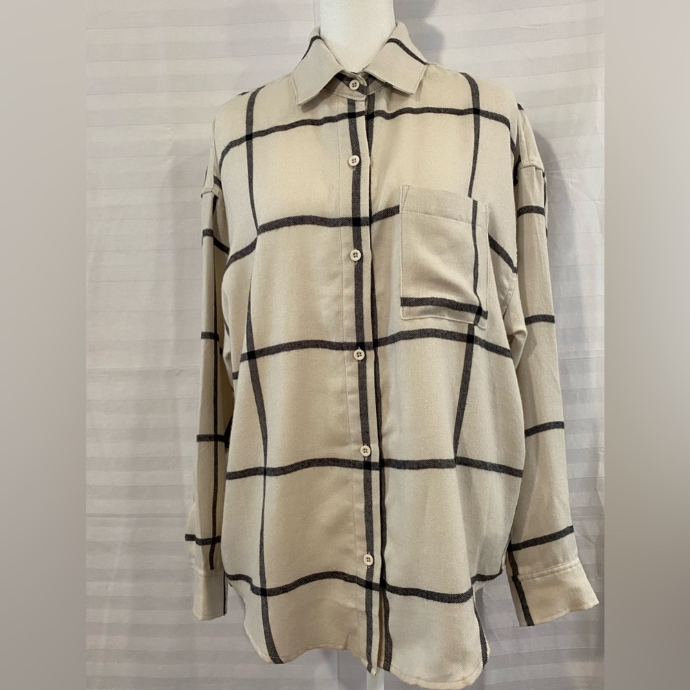 Z Supply Western Brushed Flannel Plaid Button Up Shirt Oversized Small Western
